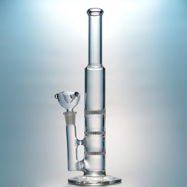 Großhandel 10-Zoll-Wasserglas-Bong-Dreifachkamm-Perc-Wasserpfeifen gerader Typ-Stil Öl-Dab-Rigs mit Schüssel oder Banger 14-mm-Innengelenk-Wasserpfeifen10XX