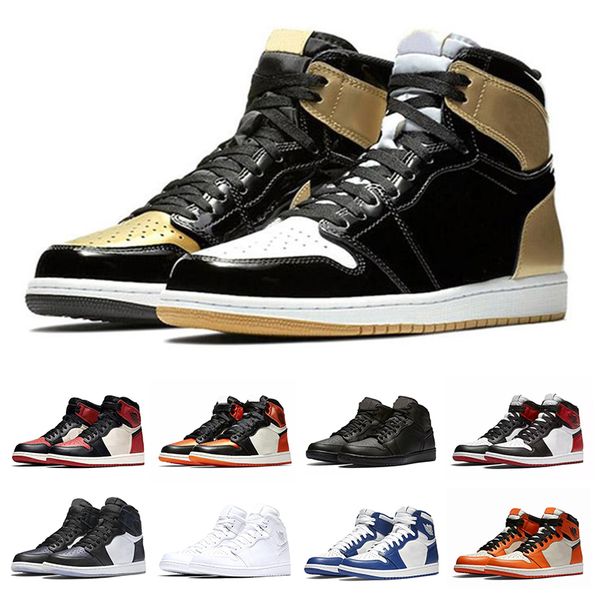 

1 Top 3 Banned Bred Toe Chicago OG 1s Game Royal Blue Mens Shoes Sneakers Shattered Men Sports Designer Trainers Size 13