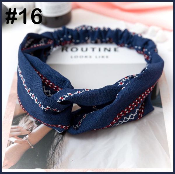 

100pcs women girls summer bohemian hair bands print headbands retro cross turban bandage bandanas hairbands hair, Slivery;white