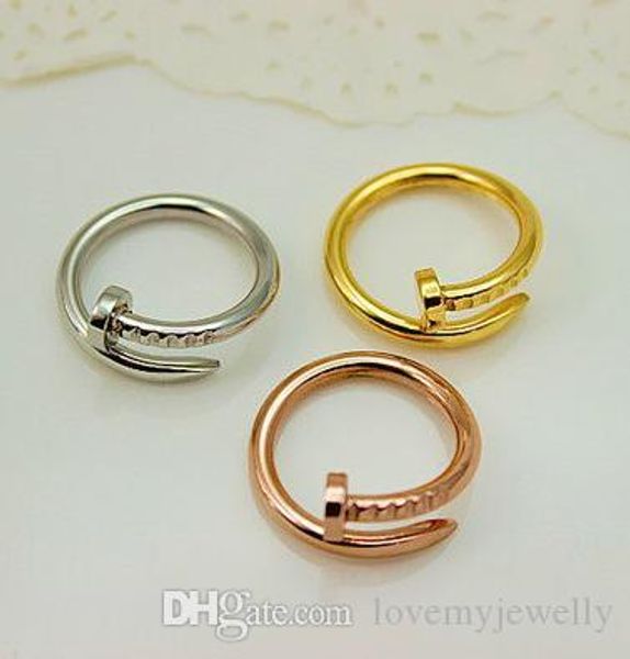 

2020 sell stainless steel gold silver rose gold nail ring with diamonds lovers band rings for women and men couple rings ca jewelry