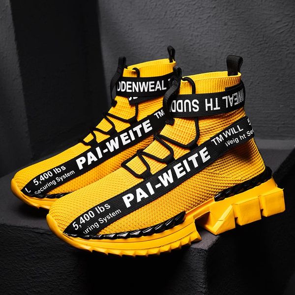 

high size high-knit sport shoes man running tennis man sports shoes for men sneakers male jogging yellow gym d-434