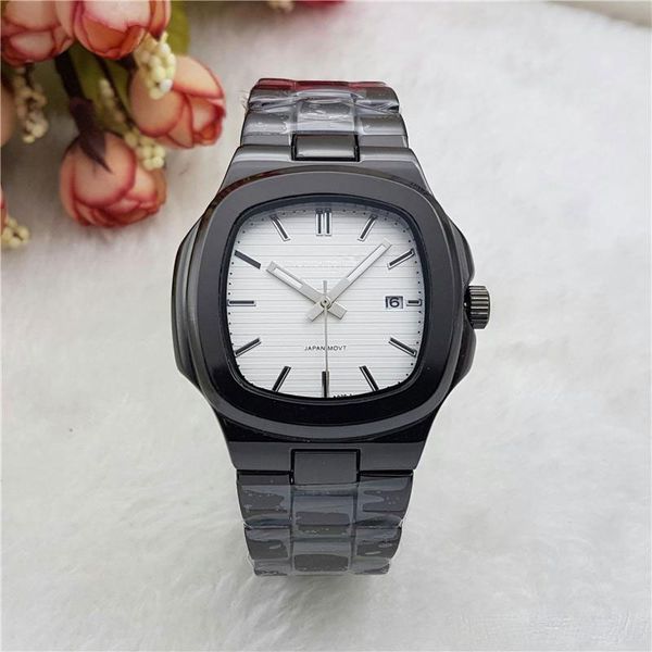 

wristwatches new steel auto mens watches luxury fashion stainless 2019 waterproof brand quartz band clock classic for relojes date pdhb, Slivery;brown