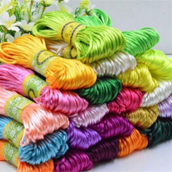 

10meter soft satin nylon multicolor cord solid rope for jewelry making beading cotton cord for baby 2mm diy necklace pendant, Blue;slivery