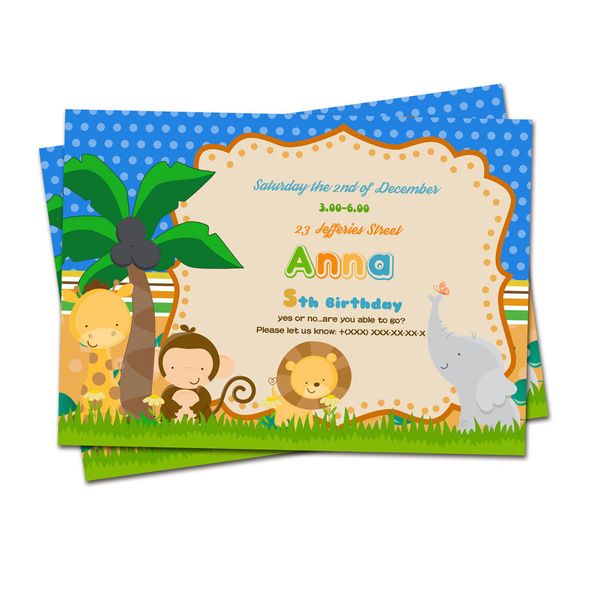 Jungle Animals Theme Party Invitation Card Birthday Party Event Safari Animal Decorations Supplies Blank Custom Made Invitations Business Greeting Cards Business Holiday Greeting Cards From Blithenice 23 91 Dhgate Com