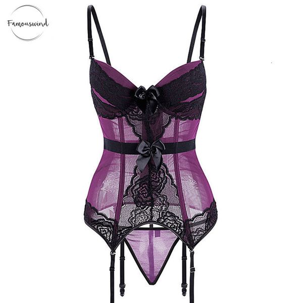 

corset lingerie women underwear fish boned waist transparent sleepwear trainer shoulder strape lingeries purple blue black, Black;white