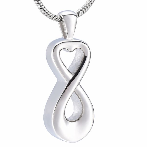 

fashion number 8 shape cremation jewelry for ashes pendant infinity love keepsake urn necklace funeral pendant ashes locket, Silver