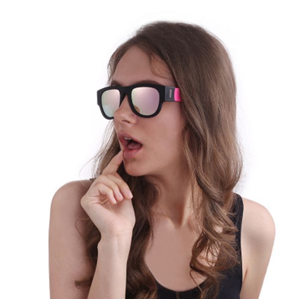 

women's fashion colorful frog mirror outdoor riding sports folding sunglasses polarized elastic temples coated sunglasses, White;black