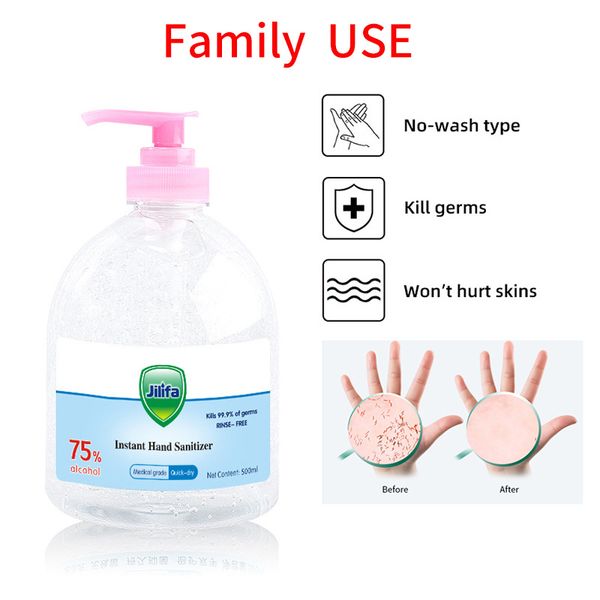 

500pcs hand sanitizer gel 500ml anti-bacteria liquid hand sanitizer alcohol no clean waterless antibacterial hand sanitiser gel 7339044