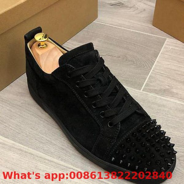 

lace up trend leather red bottoms low cut sneaker for man shoes black rivet frontcasual shoe couple models flat loafers