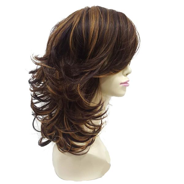 Women S Wig Auburn Layered Medium Curly Hairstyles For Thick Hair
