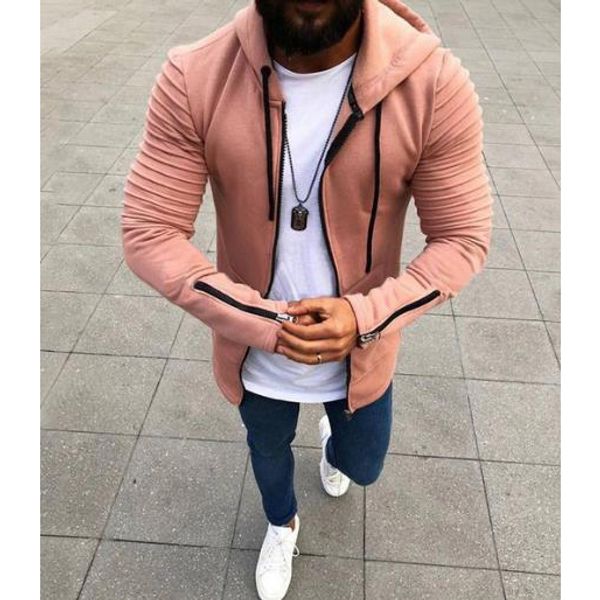 

mens designer sweatshirts solid color for men zipper clothes with cap mens cardigan casual sweaters coat, Black
