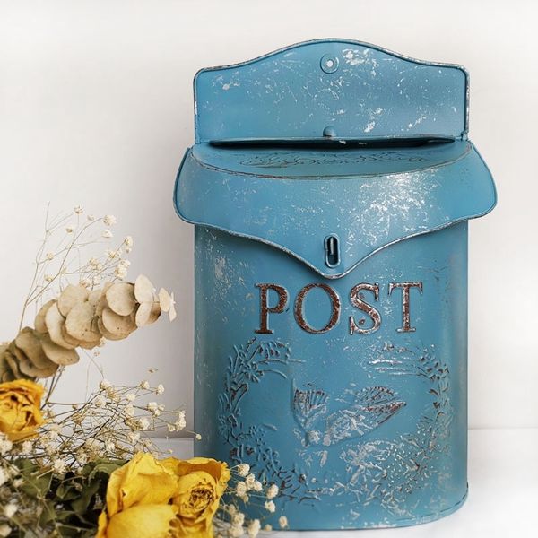 

european style iron retro mailbox blue mailbox other garden tools
