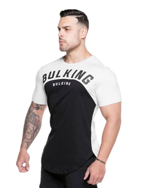 

bodybuilding and fitness mens short sleeve t-shirt gyms shirt men muscle tights 2019 fitness t-shirts, Black;blue