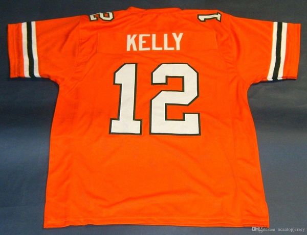 

retro $12 jim kelly custom university of hurricanes jersey orange mens stitching college size s-5xl football jerseys ncaa, Black;red
