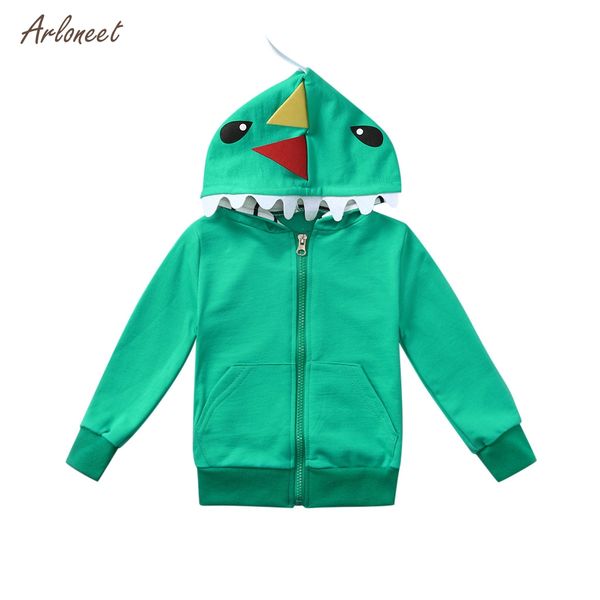 

arloneet winter hoodies sweatshirts kids boys girl cartoon 3d dinosaur hooded jackets outerwear zipper coats boy hoodie children, Black