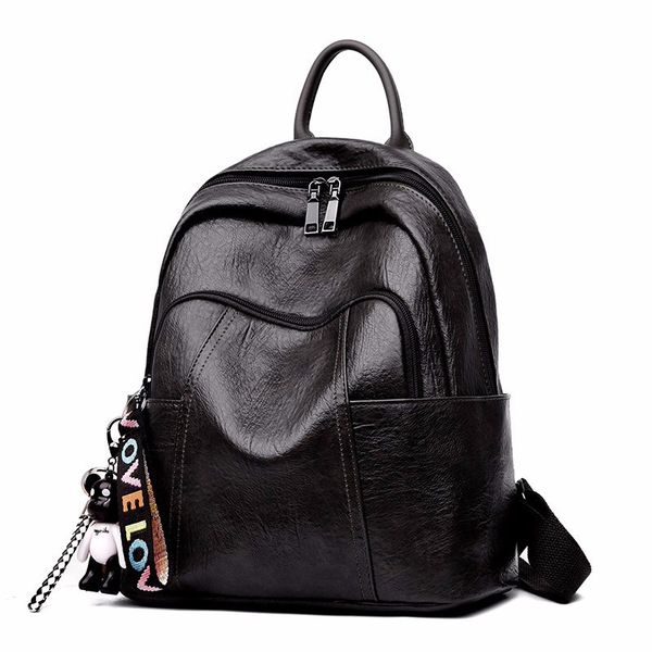 

retro korean women's backpack pu leather multi-purpose backpack fashionable all-around travel bag student bag