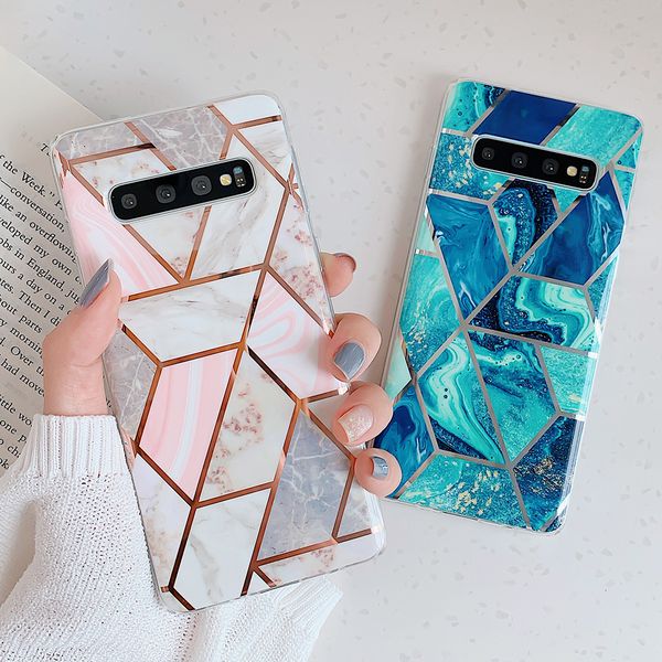 

artistic geometric marble texture phone cases for samsung galaxy s8 s9 s10 plus s10e electroplated soft back cover