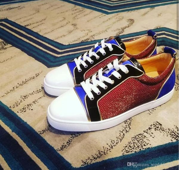

r couple sneakers red bottom shoe low cut suede spike luxury shoes for men and women shoes party wedding crystal leather sneakers, Black
