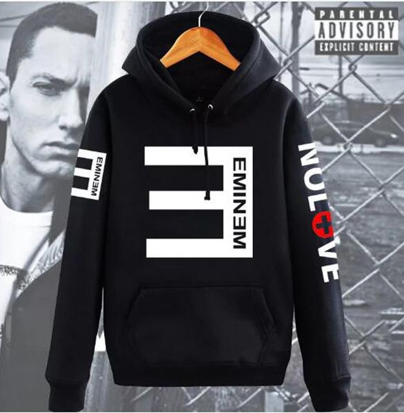 

men's fleece hoodies eminem printed thicken pullover sweatshirt men em sportswear fashion clothing winter autumn hooded hoodies, Black