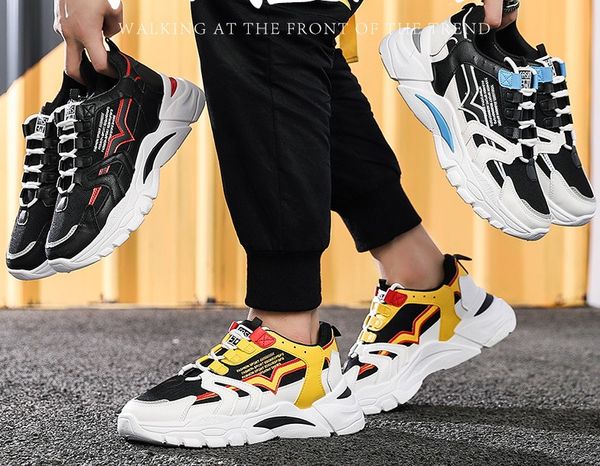 

2019 designer men flat shoes fashion men's lace up platform oversized sole sneakers white black casual shoes