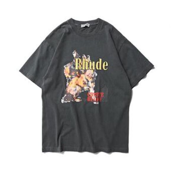 

mens short sleeve t shirt rhude dear gog i am doing the rh i can tee summer high fashion hop tshirt, White;black