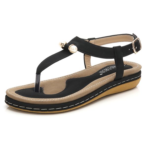 

summer women sandals women shoes new flat sandals ladies shoes woman sandalie bohemia flip flop beach sandalias plus size 36-44, Black