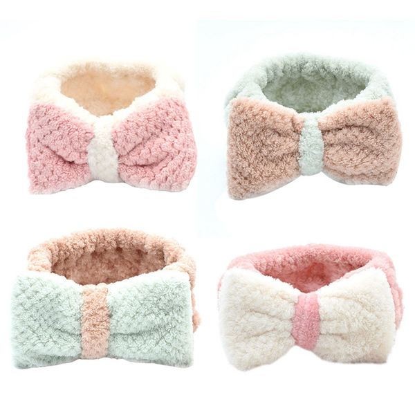 

women super soft wash cosmetic headband bowtie hair band comfort to makeup wash spa yoga shower facial hair band, Slivery;white