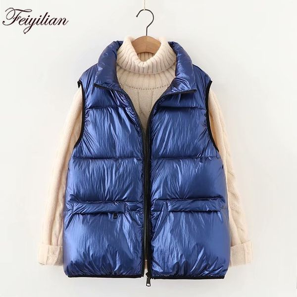 

осень и зима нового яркого хлеб хлопок жилета студенток корейская версия проложенного хлопок жилет теплой безрукавки, Black;white