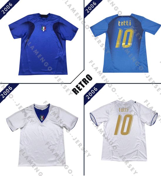 

italy retro 2006 totti #10 soccer jersey de rossi ancient maillot cannavaro grosso zambrotta materazzi return football shirt, Black;yellow