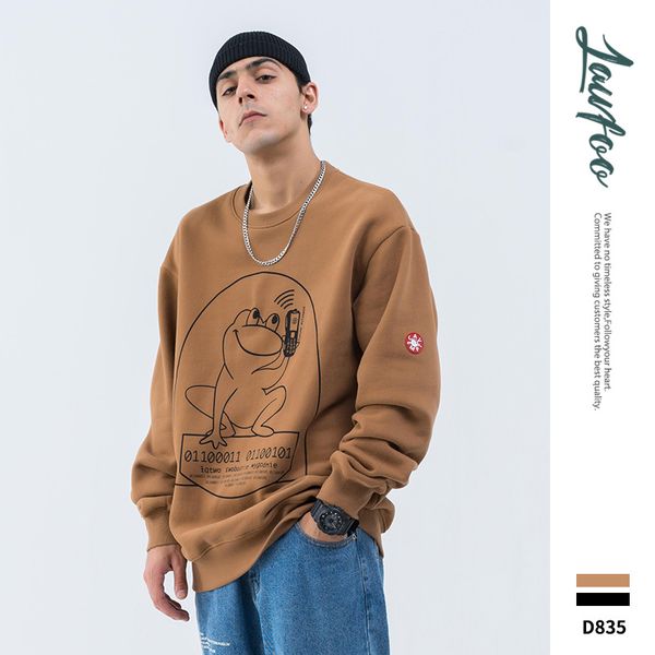 

lawfoo19 autumn and winter new products europe and america popular brand c. e c av e mpt frog printed hip hop men's plus velvet, Black