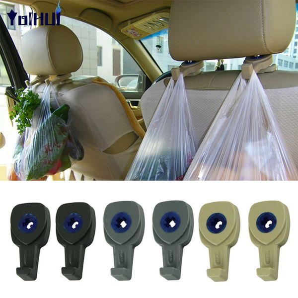 

1 pair universal car headrest hook handbags purses coats vehicle organizer grocery bags auto hanger holder