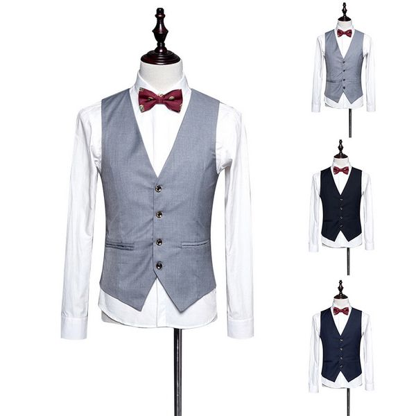 

heflashor new men formal suit vest business waistcoat regular fit vest male wear british groomsman slim suit plus size 4xl, Black;white