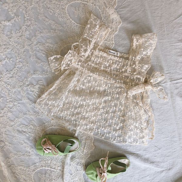 

fairy baby summer vest 2020 spring new style korean-style girls lace waistcoat children bow lace vest 1-6 yrs kids baby clothes, Blue