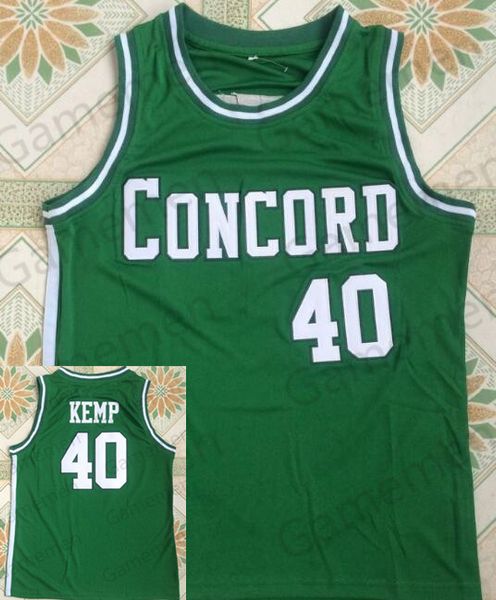 

concord academy 40 shawn kemp high school stitched basketball jersey ncaa basketball shirts uniform s-2xl quality, Black;red