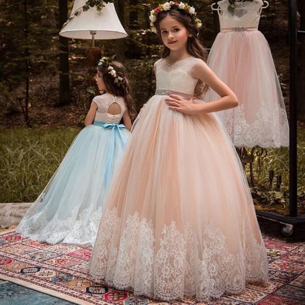 

fashion pageant flower girl dresses sleeveless lace applique fluffy gowns for birthday first holy communion party dresses, Red;yellow