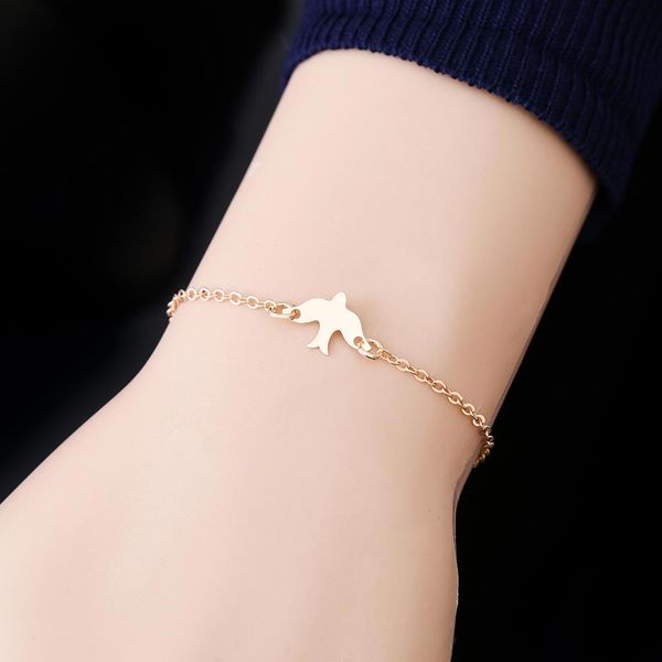 

bxw 2019 tiny peace dove bracelet soar flying birds little cute swallow baby bird bracelets abstract gifts for ladies'jewelry, Black