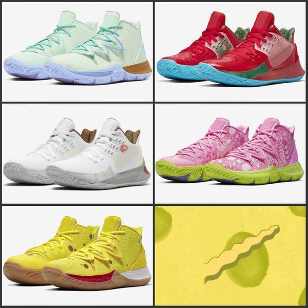 

2019 new arrival mens kyrie shoes tv pe basketball shoes 5 for 20th anniversary sponge x irving 5s v five luxury sneakers, White;red