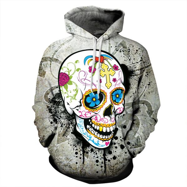 

NEW ARRIVAL Colours Skull Pattern Printing Stereo Pocket Fashion Man Causal Hoodies Autumn and Winter Mens 2019 Luxury Designer Clothes