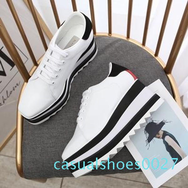

2019 stella mccartney shoes genuine leather women fashion platform wedge platform oxfords boost sneakers c27, Black