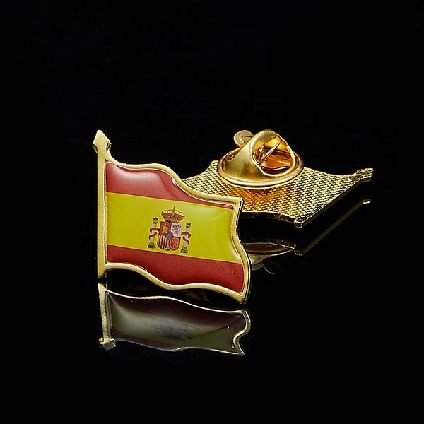 

30pcs spain waving national flag gold plated craft courtesy enamel lapel pin badge