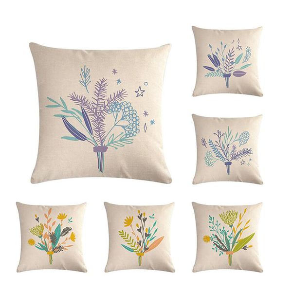 

2020 new cushion cover colorful tree of life cartoon printed pattern 45*45 flax throw pillow decorative sofa cushions