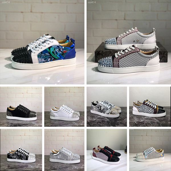 

высокое качество класса красные днища шипованные шипы обувь нижние квартиры мода роскошные дизайнерские женские туфли красные днища zapatos