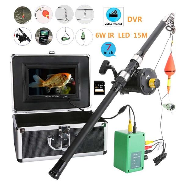

sea wheel 7" inch dvr recorder 1000tvl underwater fishing video camera kit 6w led infrared lamp lights video fish finder lake