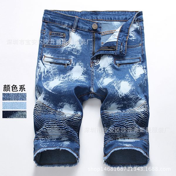 

summer new men's stretch short jeans fashion casual slim fit elastic denim shorts male brand clothes, White;black