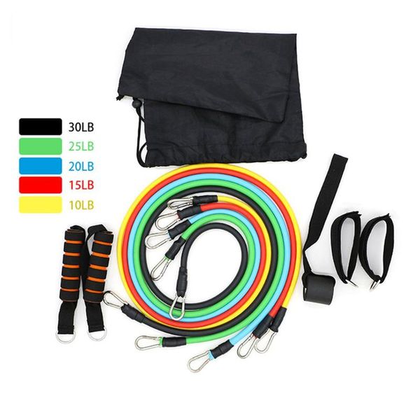 

11 pcs/set latex resistance bands crossfit training exercise yoga tubes pull rope,rubber expander elastic bands fitness with bag