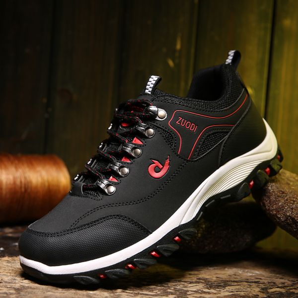 

outdoor shoes men sneakers hiking shoes men walking casual sport wear-resisting trekking sneakers big size 39-47, Black