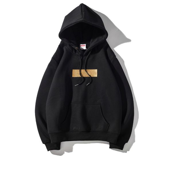 

suprÃªme hoodie european american trend brand sweater limited men's designer trend brand hoodie classic gold logo couple fleece sweater, Black