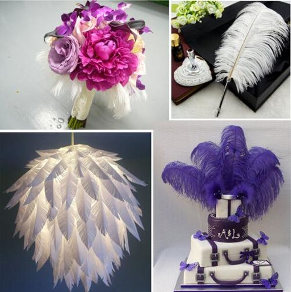 Por lote de 10-12 polegadas Branca de penas de avestruz Plume Artesanato Fontes do partido da tabela do casamento Centerpieces Decoração frete grátis