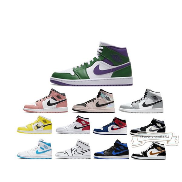 

NIKE AIR JORDAN 1 RETRO AIR 1 Mid Халка Jumpman баскетбольной обуви UNC Патентные Невероятное AJ 1 Халка Bloodline мужчин женщин дизайнер кроссовки инструкторов 554724-300