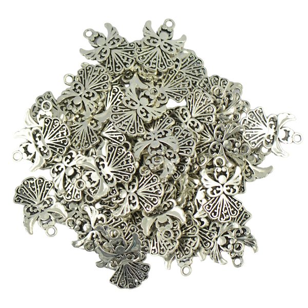 50 Pieces Tibetan Silver Filigree Heart Pendants Charms for Jewellery Making